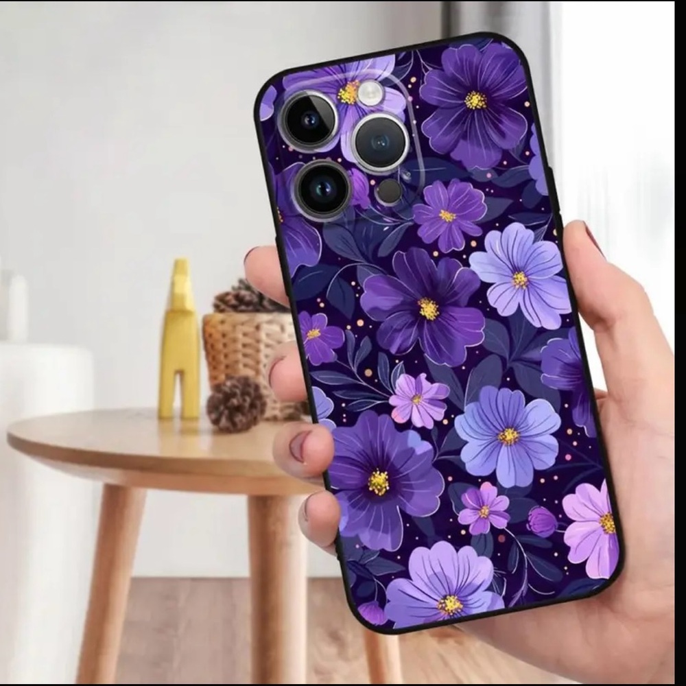 iPhone 16 PRO MAX Phone Case Purple Violets Flowers